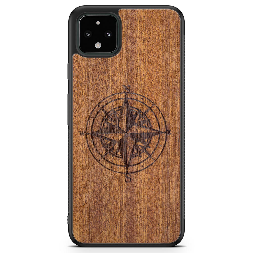 Handcrafted Mahogany Wood Phone Case, Compass Edition