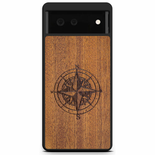 Handcrafted Mahogany Wood Phone Case, Compass Edition