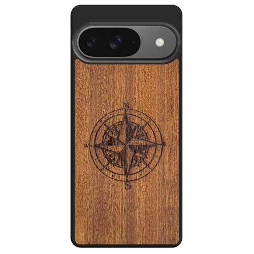Handcrafted Mahogany Wood Phone Case, Compass Edition