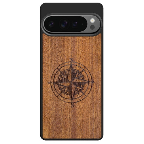 Handcrafted Mahogany Wood Phone Case, Compass Edition