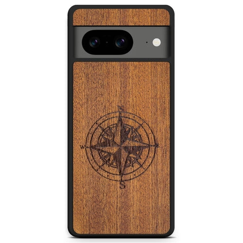 Handcrafted Mahogany Wood Phone Case, Compass Edition