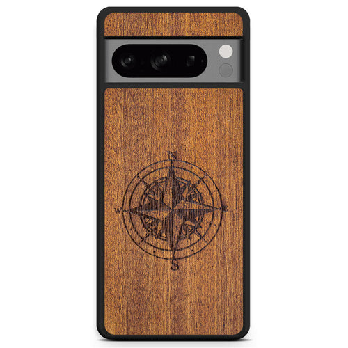 Handcrafted Mahogany Wood Phone Case, Compass Edition