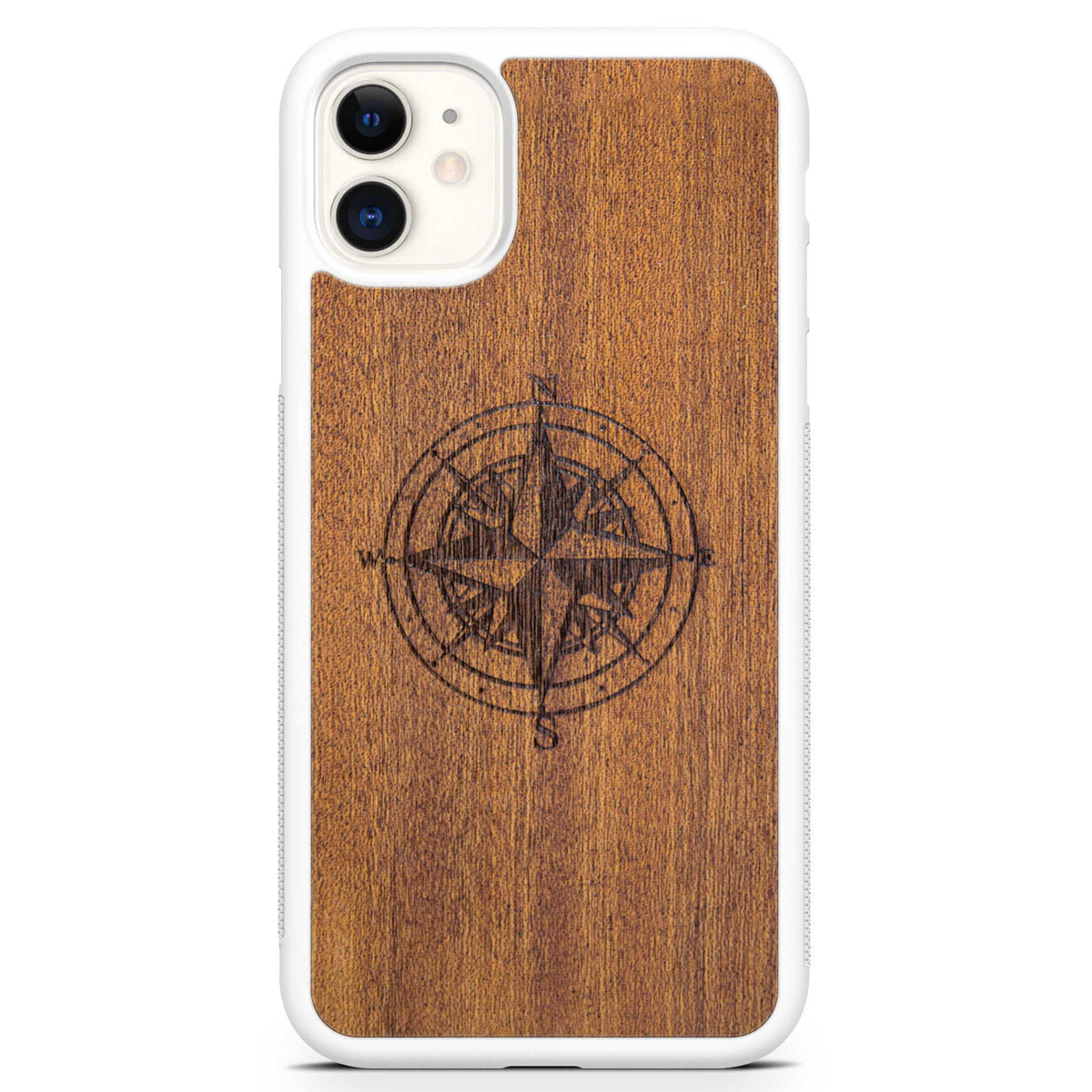 Handcrafted Mahogany Wood Phone Case, Compass Edition