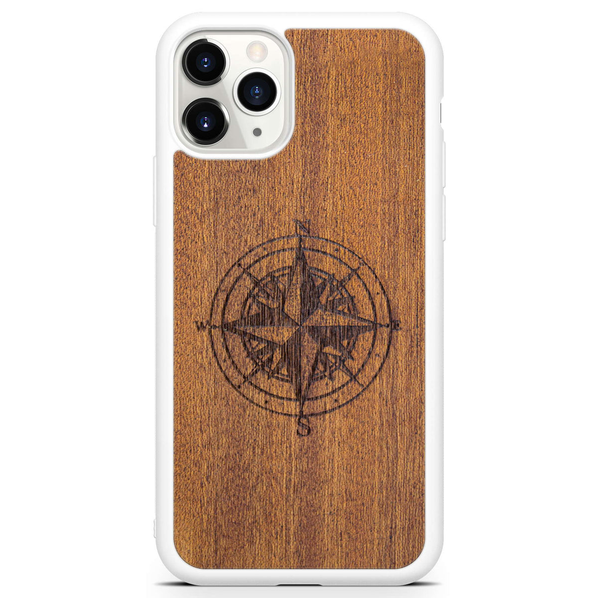 Handcrafted Mahogany Wood Phone Case, Compass Edition