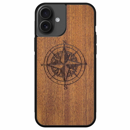 Handcrafted Mahogany Wood Phone Case, Compass Edition