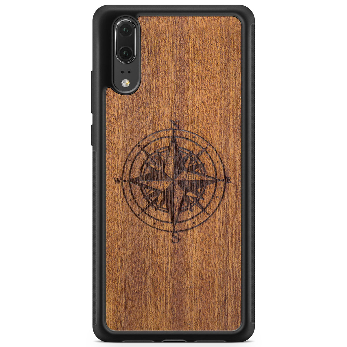 Handcrafted Mahogany Wood Phone Case, Compass Edition