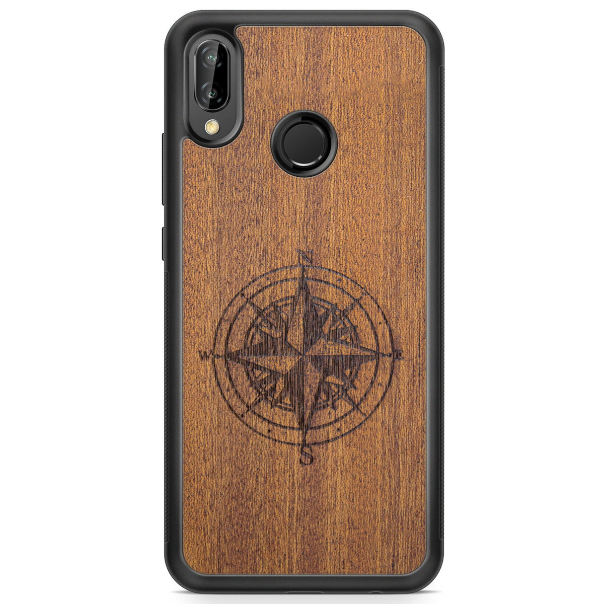 Handcrafted Mahogany Wood Phone Case, Compass Edition