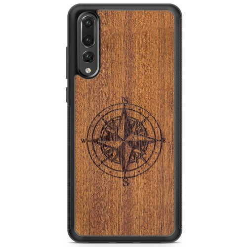 Handcrafted Mahogany Wood Phone Case, Compass Edition
