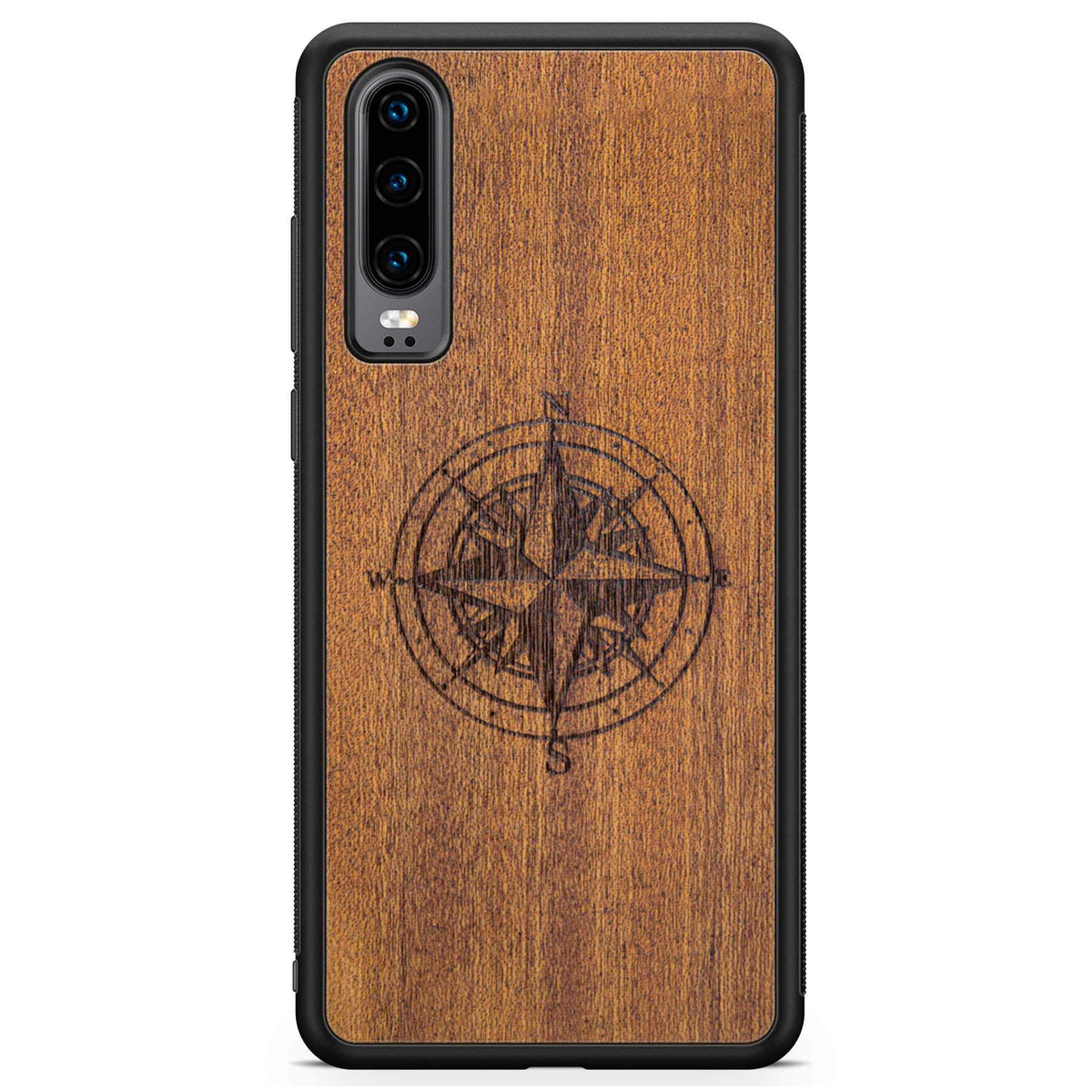 Handcrafted Mahogany Wood Phone Case, Compass Edition