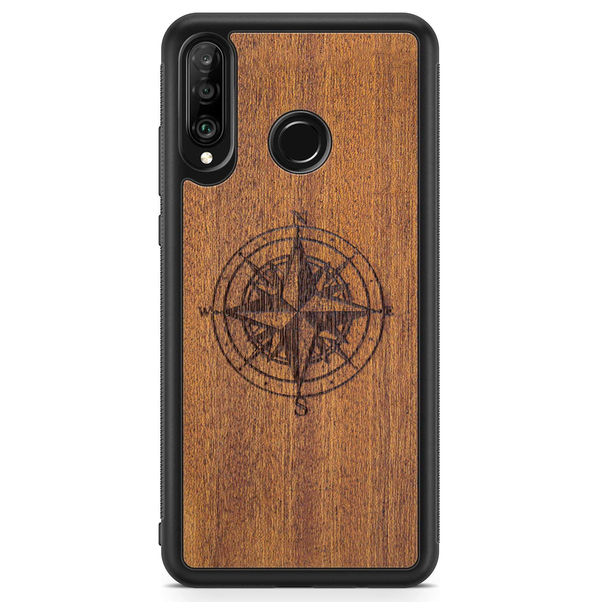 Handcrafted Mahogany Wood Phone Case, Compass Edition