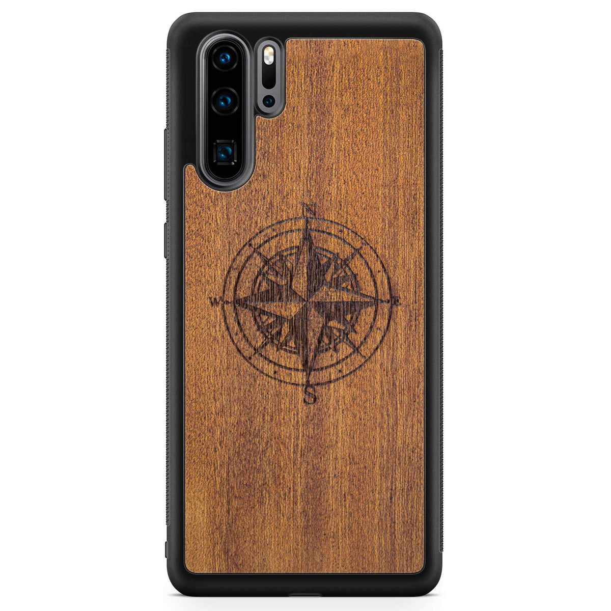 Handcrafted Mahogany Wood Phone Case, Compass Edition
