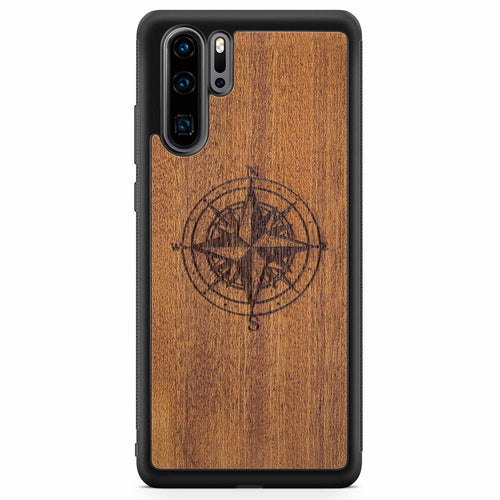Handcrafted Mahogany Wood Phone Case, Compass Edition