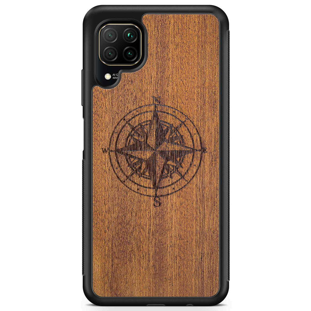Handcrafted Mahogany Wood Phone Case, Compass Edition
