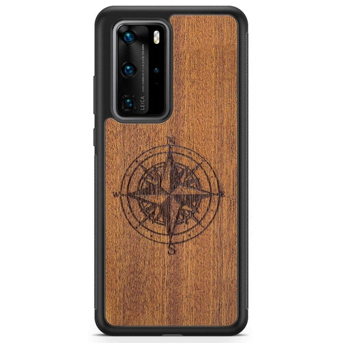 Handcrafted Mahogany Wood Phone Case, Compass Edition