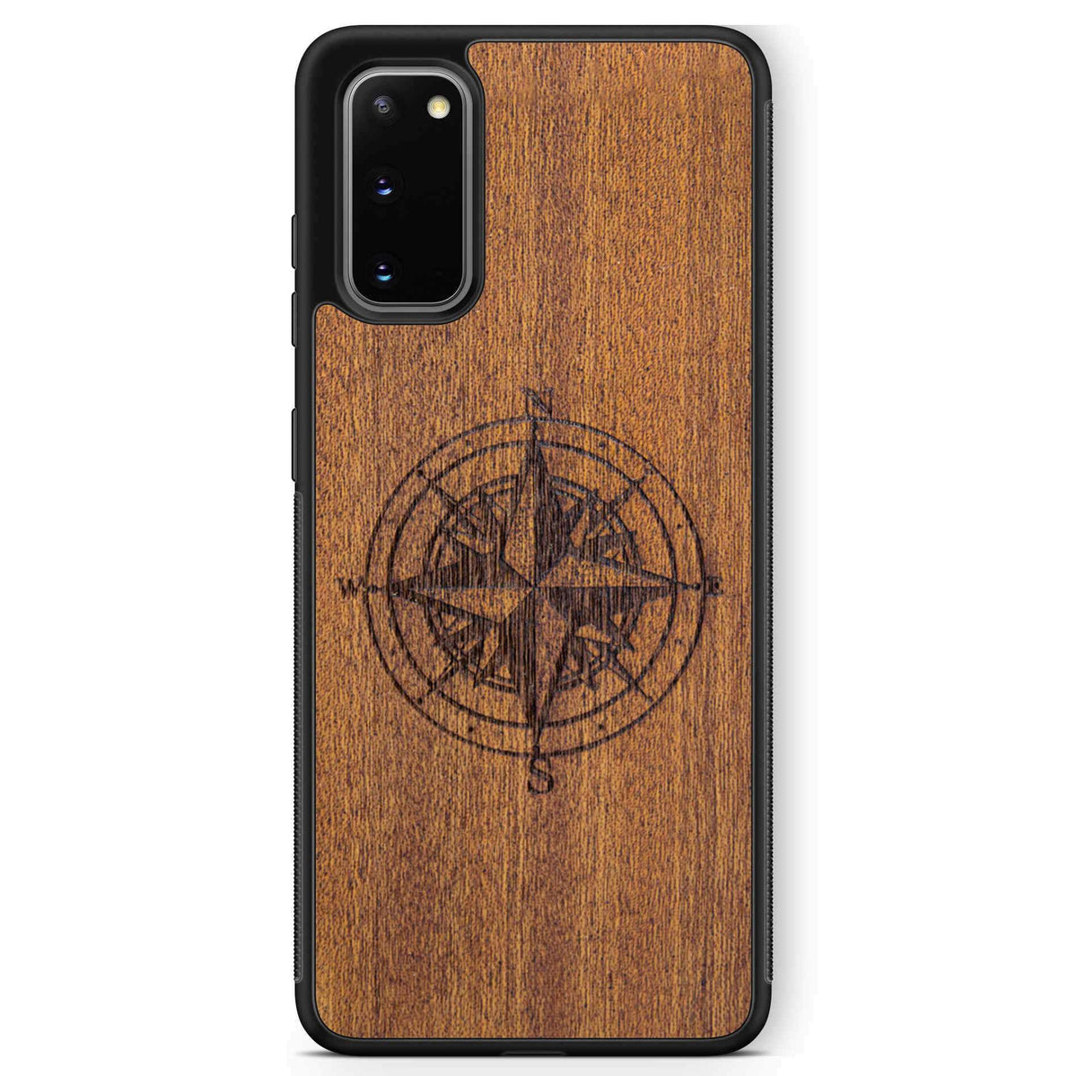 Handcrafted Mahogany Wood Phone Case, Compass Edition