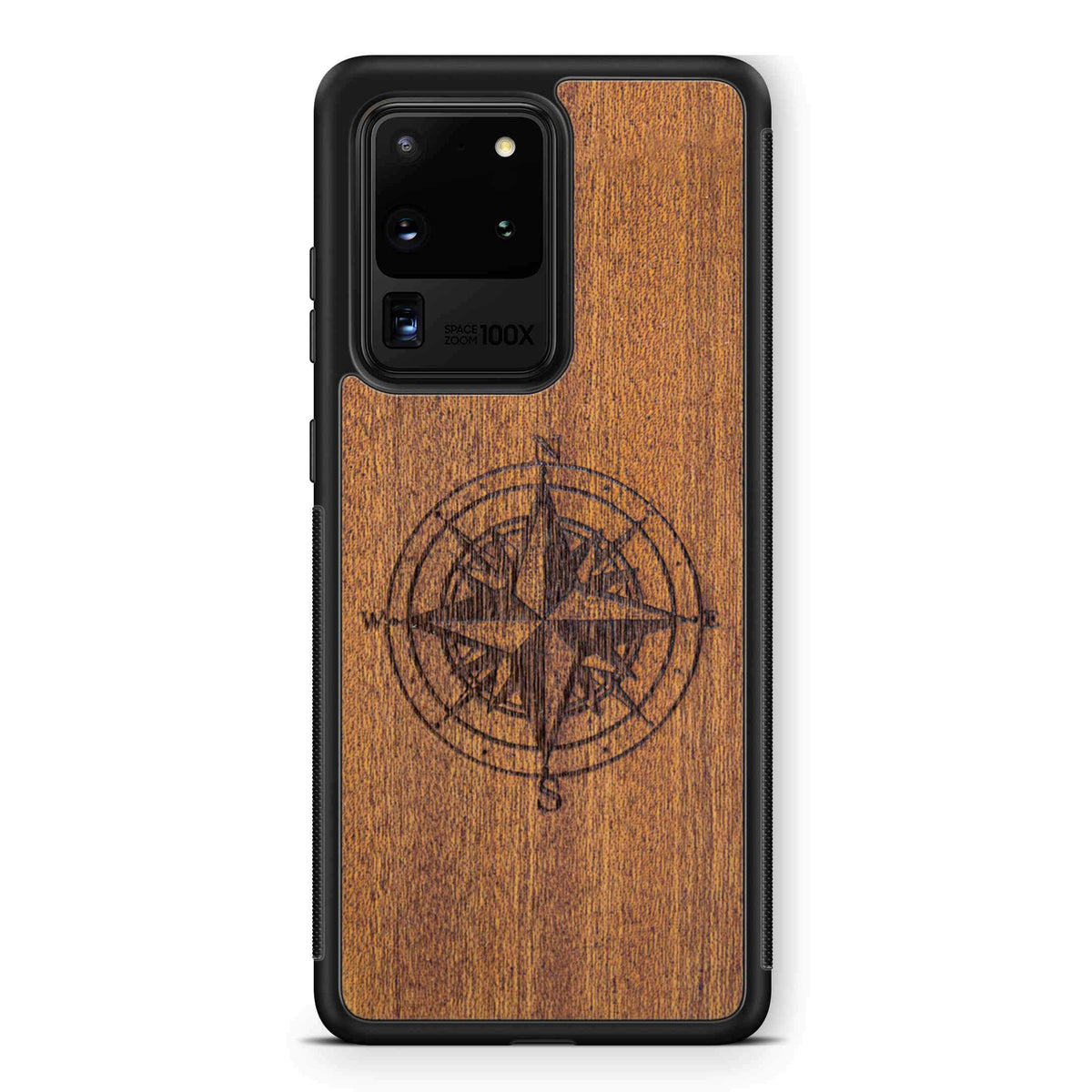 Handcrafted Mahogany Wood Phone Case, Compass Edition