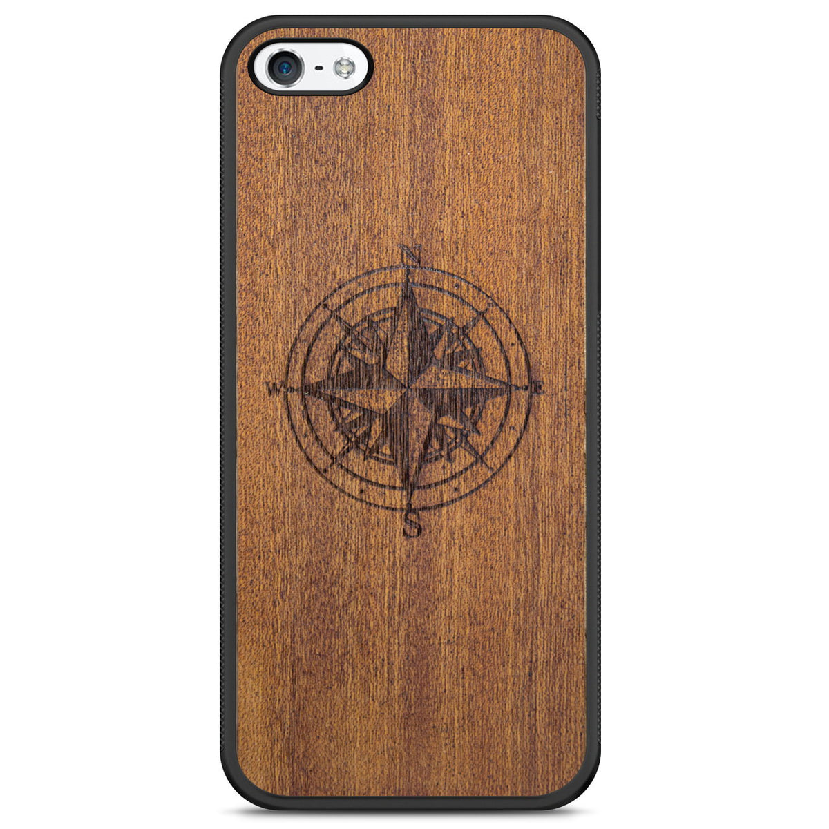Handcrafted Mahogany Wood Phone Case, Compass Edition