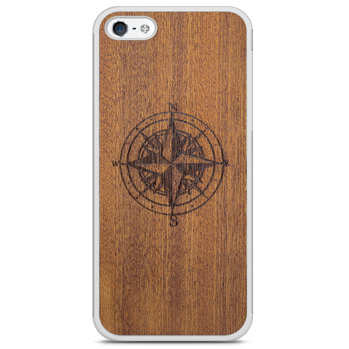 Handcrafted Mahogany Wood Phone Case, Compass Edition
