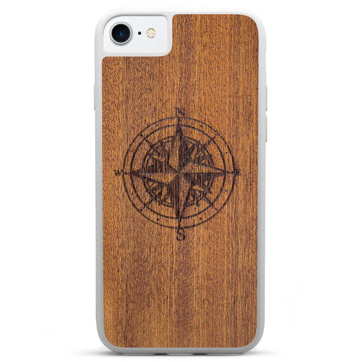 Handcrafted Mahogany Wood Phone Case, Compass Edition