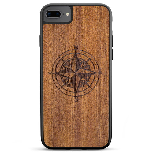 Handcrafted Mahogany Wood Phone Case, Compass Edition