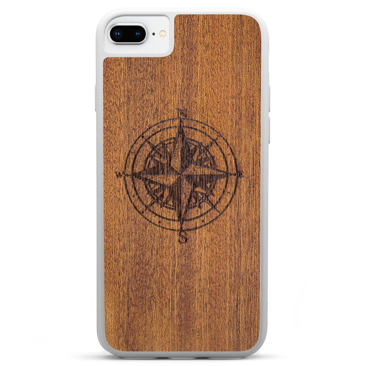 Handcrafted Mahogany Wood Phone Case, Compass Edition