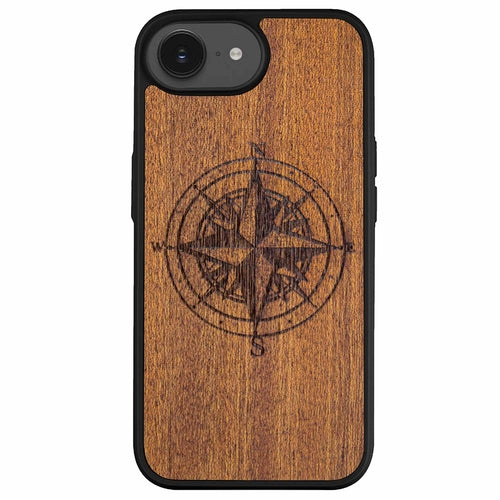 Handcrafted Mahogany Wood Phone Case, Compass Edition
