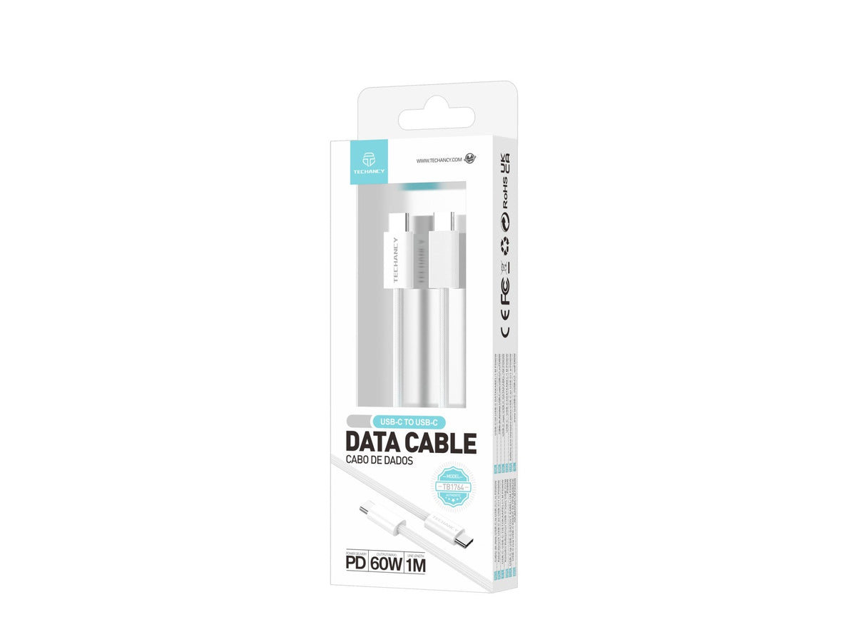 Techancy USB-C to USB-C Cable TB4764 1M PD 60W, Locked, Fast Charging