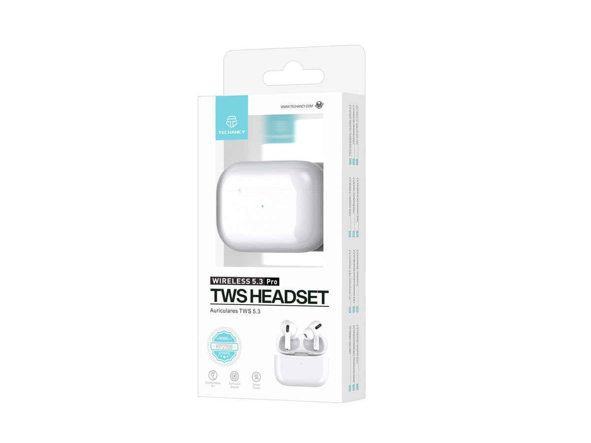 Techancy TWS Wireless Headset Pro White KP2708, Bluetooth 5.3