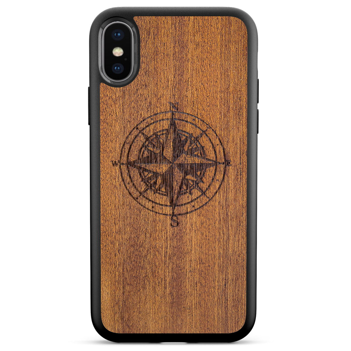Handcrafted Mahogany Wood Phone Case, Compass Edition