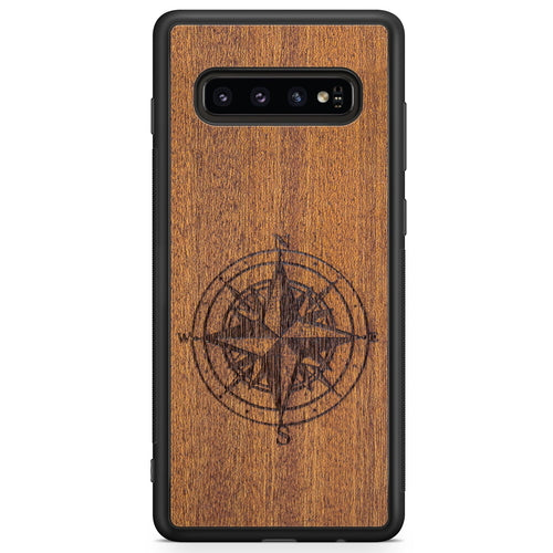 Handcrafted Mahogany Wood Phone Case, Compass Edition