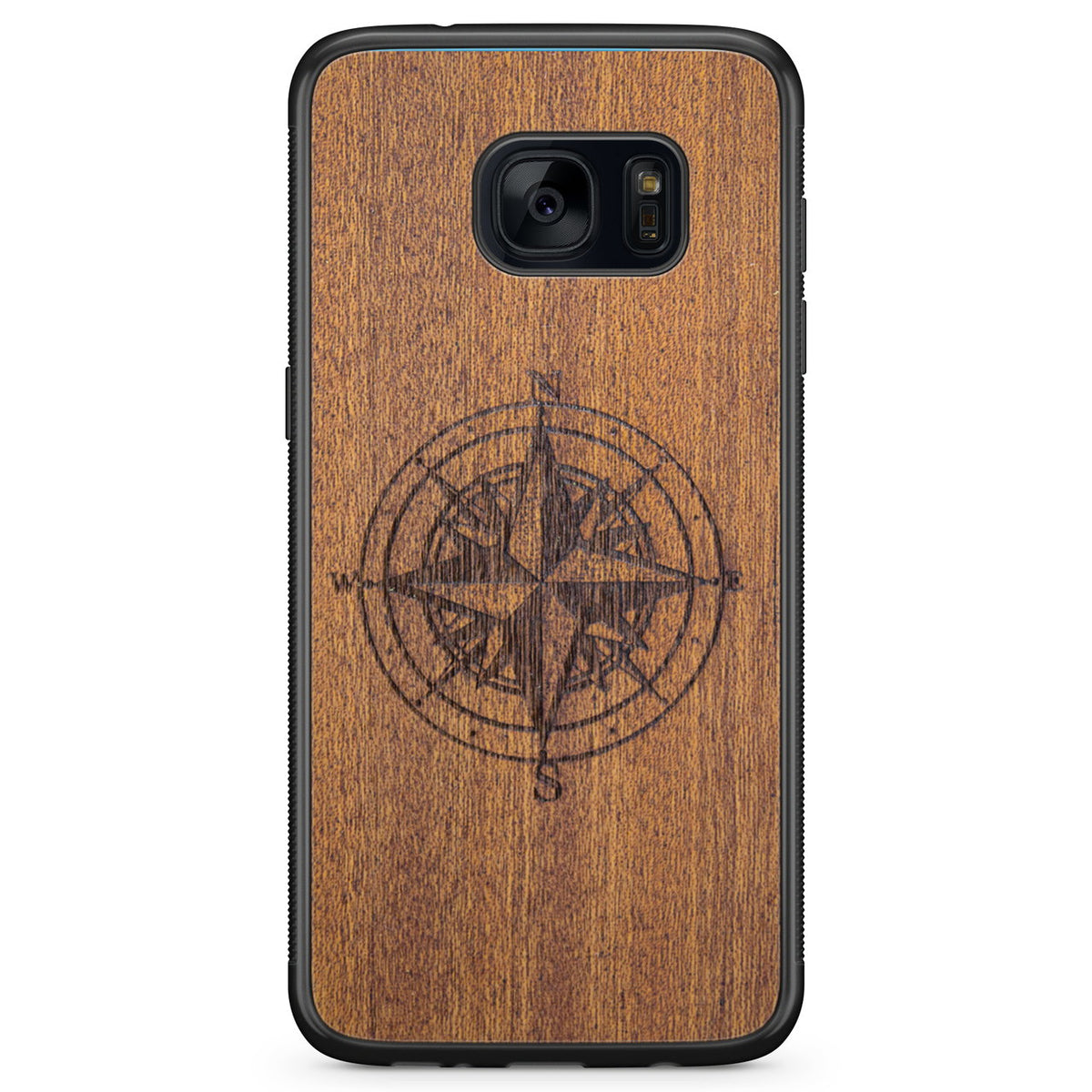 Handcrafted Mahogany Wood Phone Case, Compass Edition