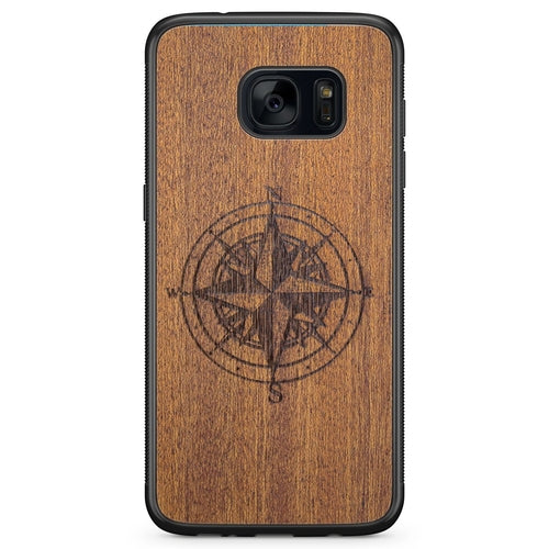 Handcrafted Mahogany Wood Phone Case, Compass Edition