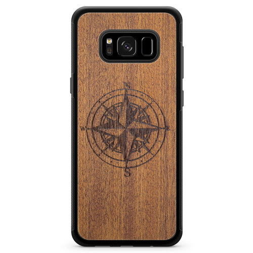 Handcrafted Mahogany Wood Phone Case, Compass Edition