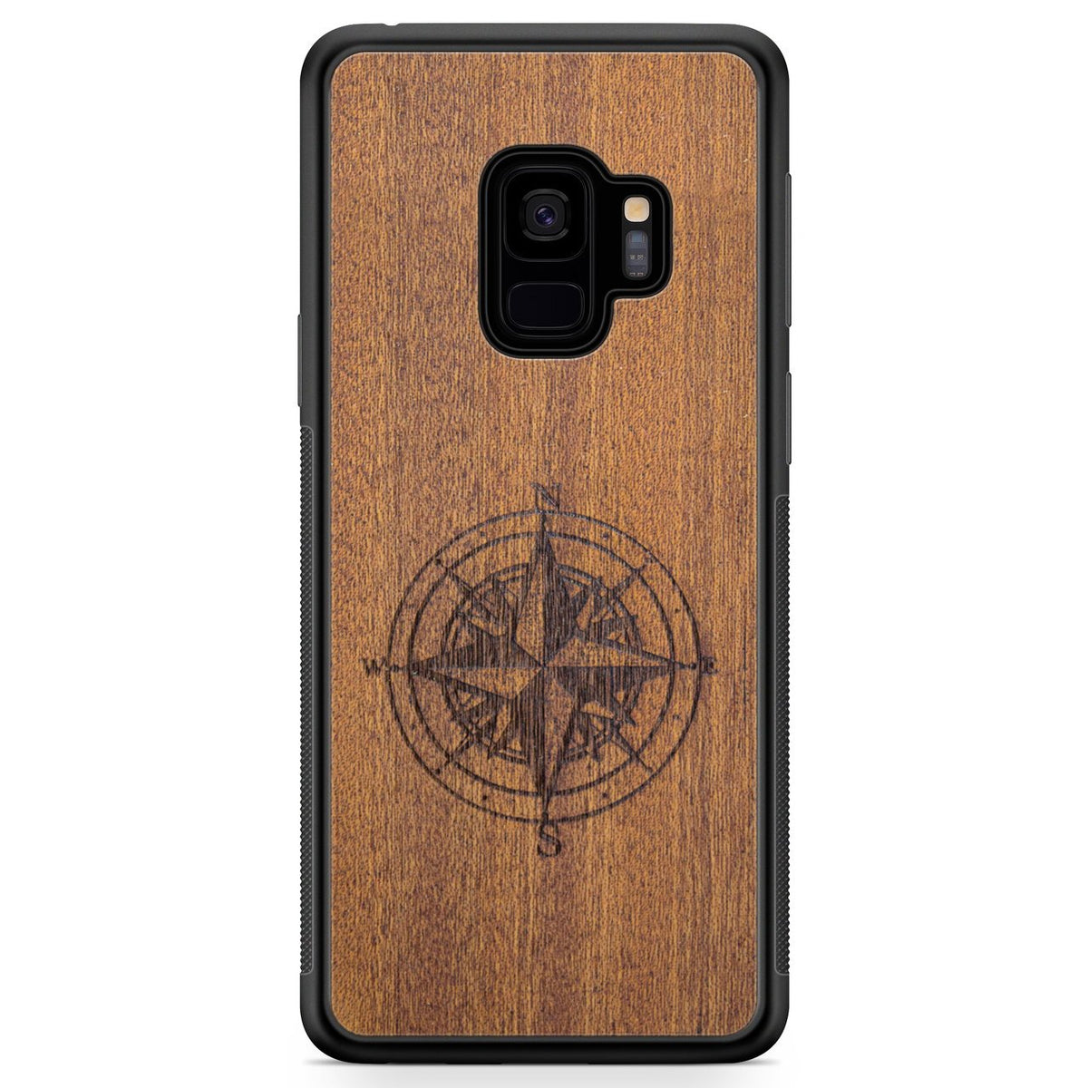 Handcrafted Mahogany Wood Phone Case, Compass Edition