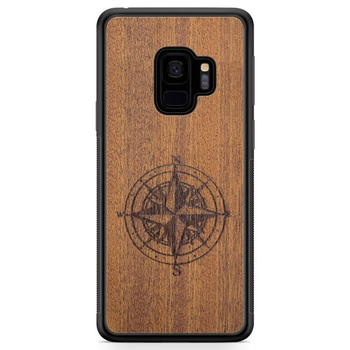 Handcrafted Mahogany Wood Phone Case, Compass Edition
