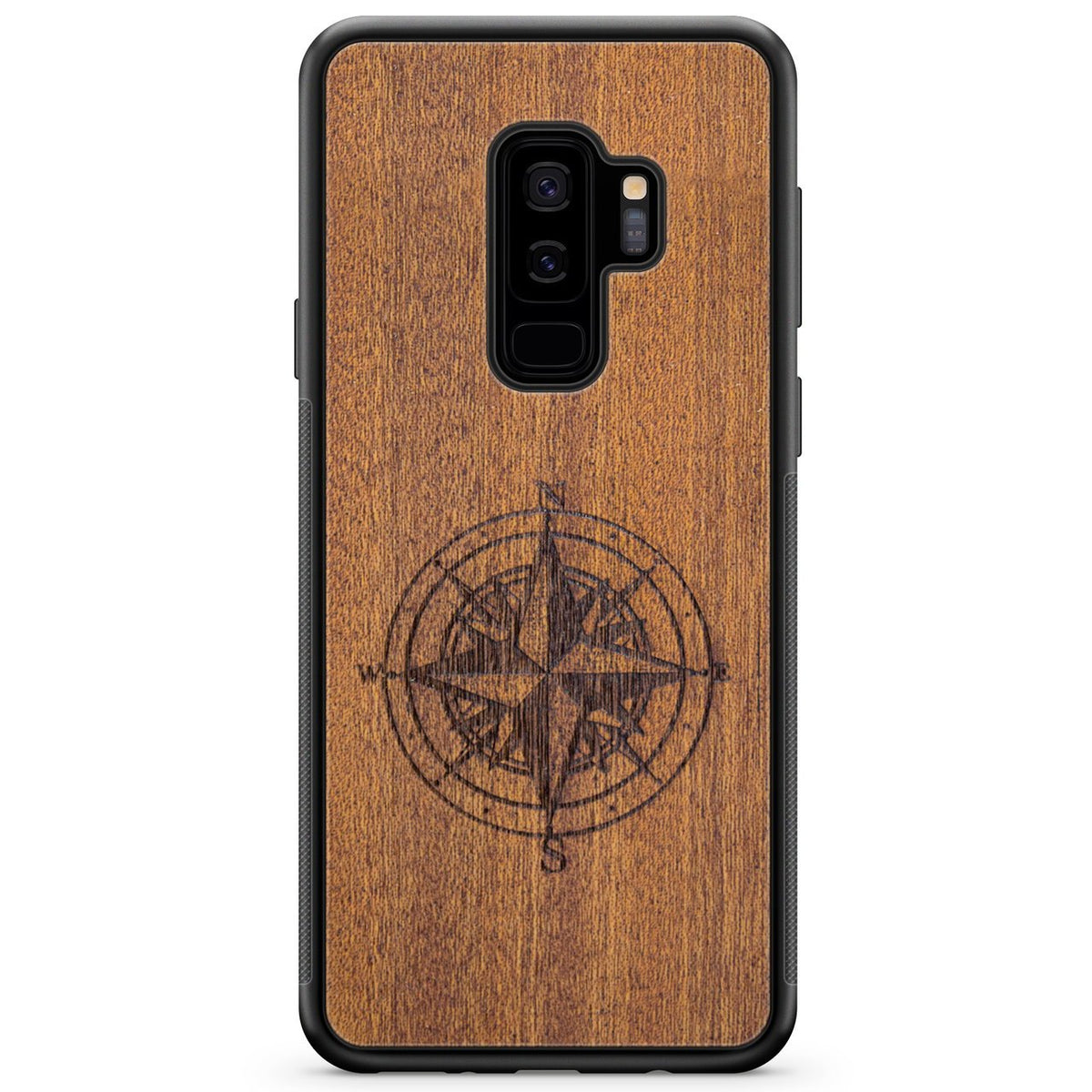 Handcrafted Mahogany Wood Phone Case, Compass Edition